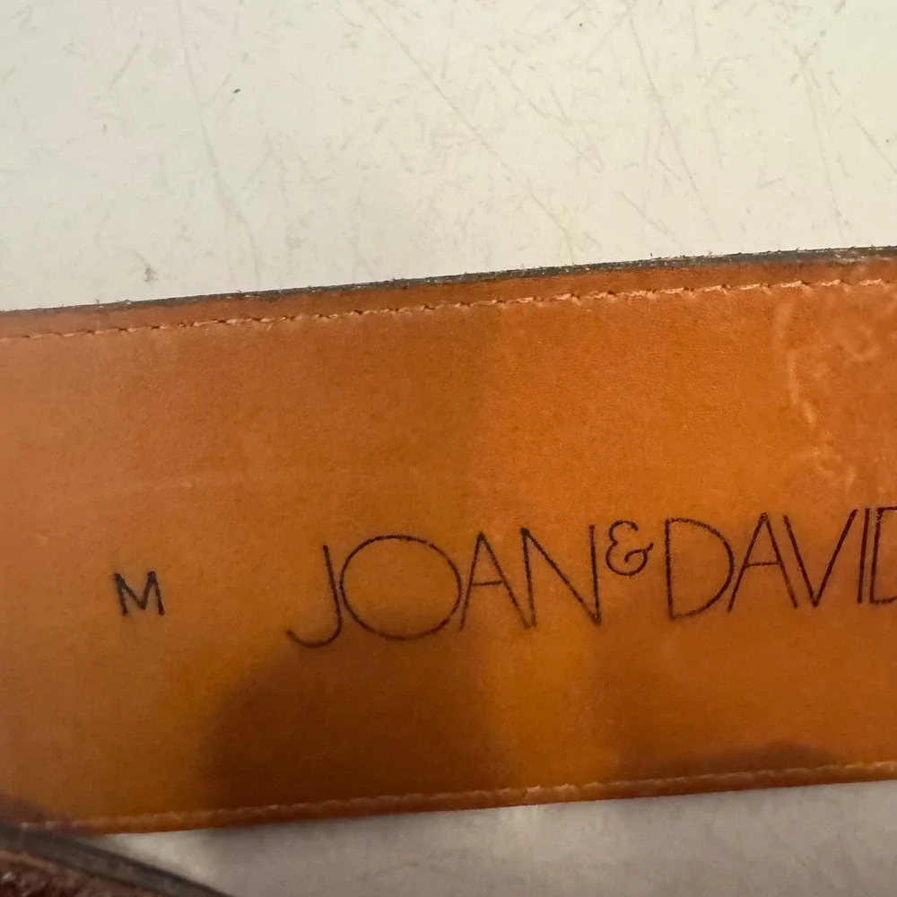Joan & David Belt Womens Medium Brown Croc Embossed Leather Wide Waist Vintage